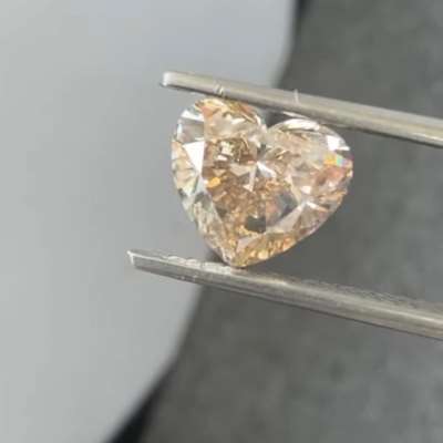 2.02cts natural peachy brown SI2 heart shape diamond