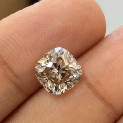 2.01cts natural peachy brown SI1 cushion shape diamond 