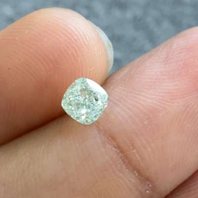0.60cts GIA certified natural Fancy Light yellowish green VS2 cushion shape diamond
