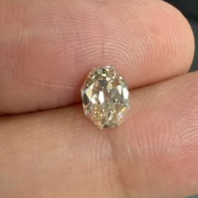 1.01ct Natural Peachy Brown SI1. Old Antique Cut, octagon shape