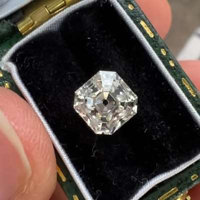 2.11ct GIA Natural M Color VVS2 Clarity Old Antique Cut Asscher Shape Diamond For Sale
