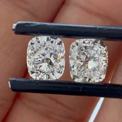 1ct each GIA certified natural F & G color VVS2 cushion shape diamond pair