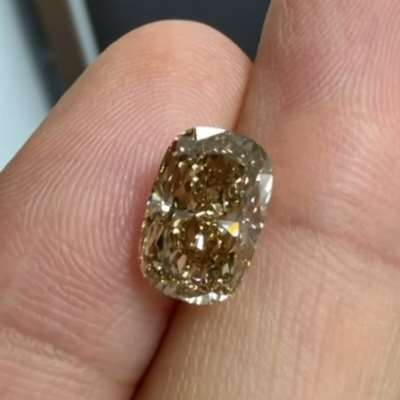 3.01ct GIA Certified Natural Fancy Yellow Brown SI1 Clarity Elongated Cushion Cut Diamond