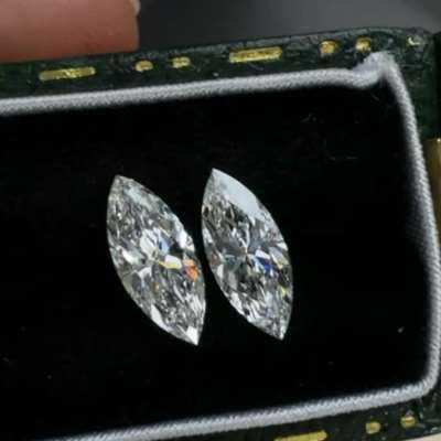 0.55ct & 0.57ct GIA Certified Matching Pair Of Natural D & E Color IF Clarity Elongated Marquise Cut Diamonds.