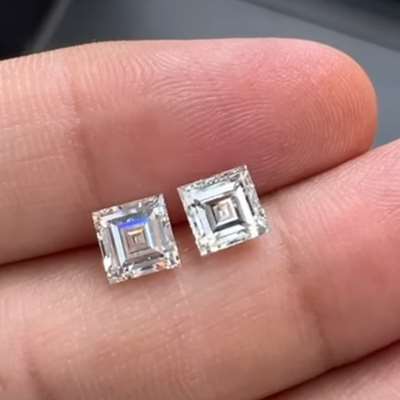 1.00ct & 1.08ct GIA Certified Matching Pair of Natural H & I Color VS1 & VVS2 Clarity Carre Cut Diamonds