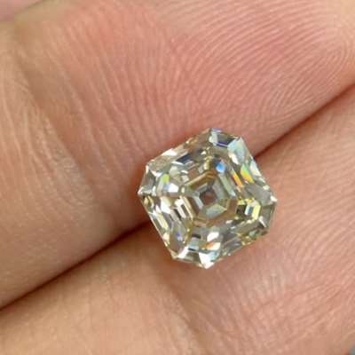 1.93ct Natural Peachy Brown VVS2 Clarity Old Antique Cut Asscher Shape Diamond.