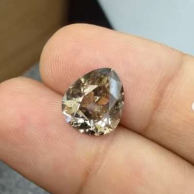 3.10ct natural brown I3 old cut pear 