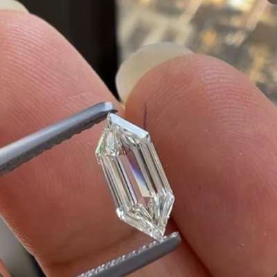 0.70ct GIA Natural J colour VS2 Clarity Step cut Hexagon shaped diamond 
