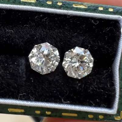 0.72ct & 0.72ct GIA certified natural J color VVS1 octagon diamond pair 