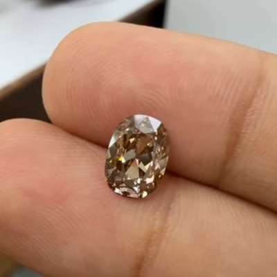 1.51cts Natural Old Cut Cushion Dark Brown  | VS2