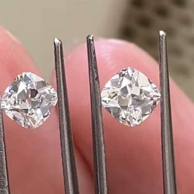 0.46cts & 0.47cts GIA certified J color IF & VVS2 clarity old cut cushion shape diamond