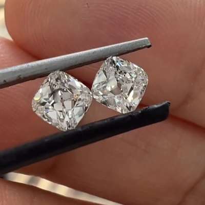 0.52ct & 0.51ct GIA Certified Matching Pair Of Natural Old Cut Cushion Shape Diamonds