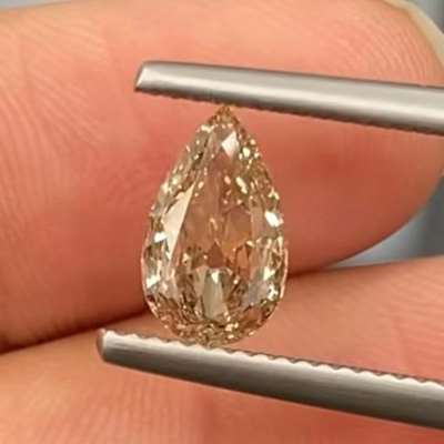 1.03ct Natural Peachy Brown VS1 Old cut pear diamond