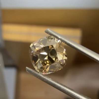 1.30ct natural champagne brown old cut cushion with VS2 clarity