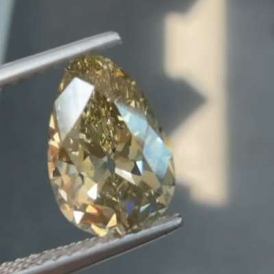 2.02ct GIA Certified Natural Fancy Brown Greenish Yellow VS2 Clarity Old Antique Cut Egg Shape Diamond 