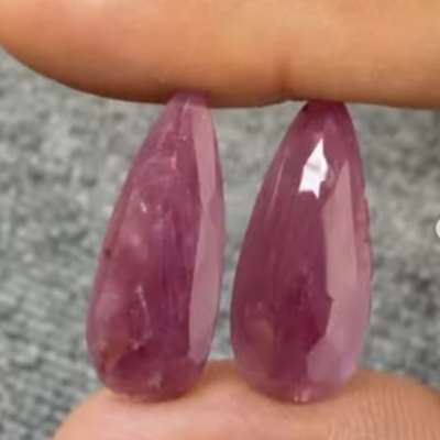 11.11cts total natural Indian ruby pear shape pair…