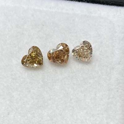 3.35ct Total 3pcs Layout of Shapes Of Brown Heart Shape Diamonds VS Clarity