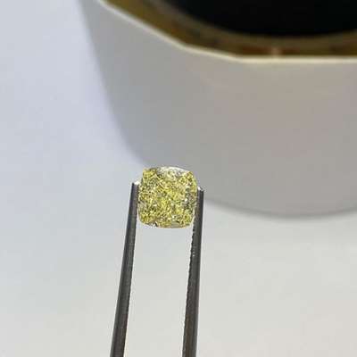 2.01ct GIA Certified Natural Light Yellow (W to X Range) SI2 Clarity Eyeclean Cushion Cut Diamond