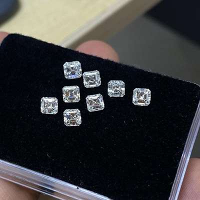 2.89ct Total 8pcs Calibrated Measurements 4mm Asscher Cut JK Color VVS-VS Clarity Diamonds