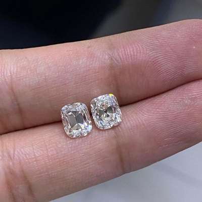 1.52ct & 1.53ct GIA Certified Matching Pair Of K & L Color SI1 Clarity Old Miner Cushion Cut Diamond