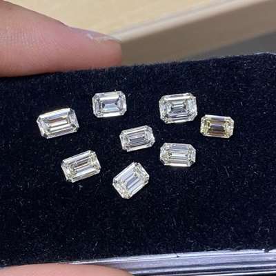 3.48ct Total 8pcs KL Color VS-SI Clarity Emerald Cut Diamonds